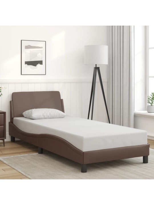 Rám postele s čelem hnědý 90x200 cm umělá kůže