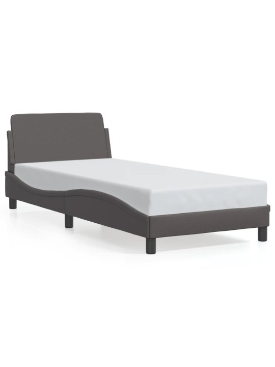 Rám postele s čelem šedý 90x200 cm umělá kůže
