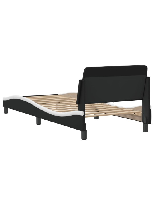 Rám postele s čelem černý a bílý 90 x 200 cm umělá kůže