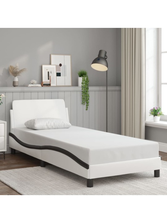 Rám postele s čelem bílý a černý 90 x 200 cm umělá kůže