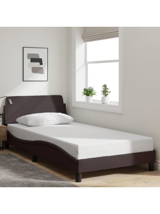Rám postele bez matrace tmavě hnědá 100 x 200 cm textil