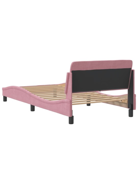 Rám postele s čelem bez matrace růžový 100x200 cm samet