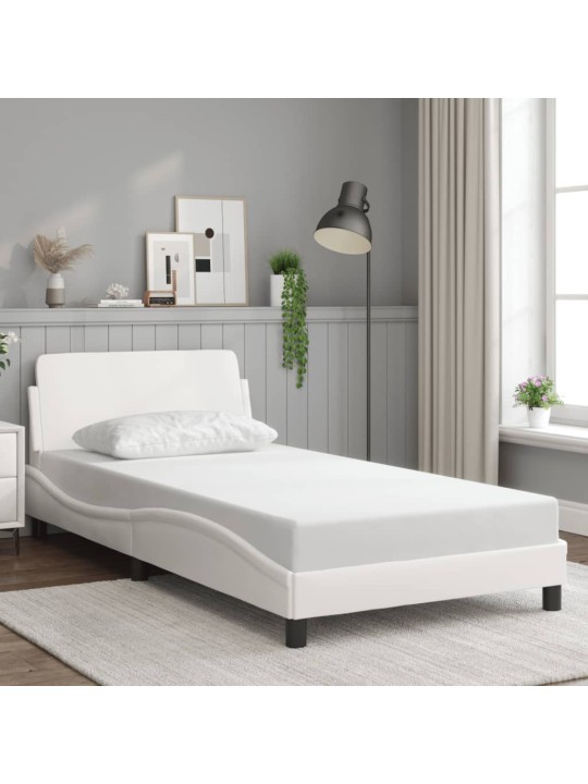 Rám postele s čelem bílý 100x200 cm umělá kůže