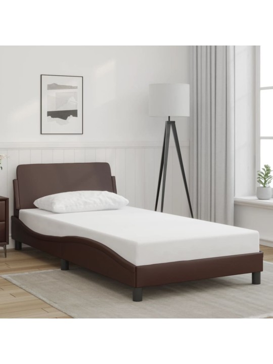Rám postele s čelem hnědý 100x200 cm umělá kůže