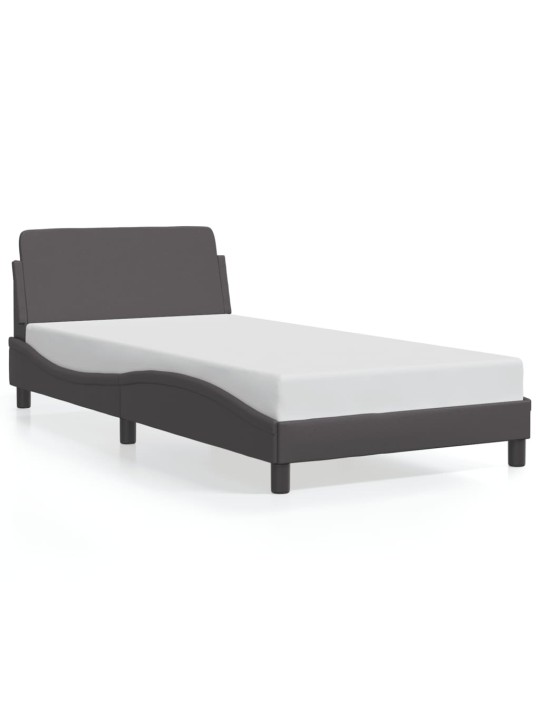 Rám postele s čelem šedý 100x200 cm umělá kůže