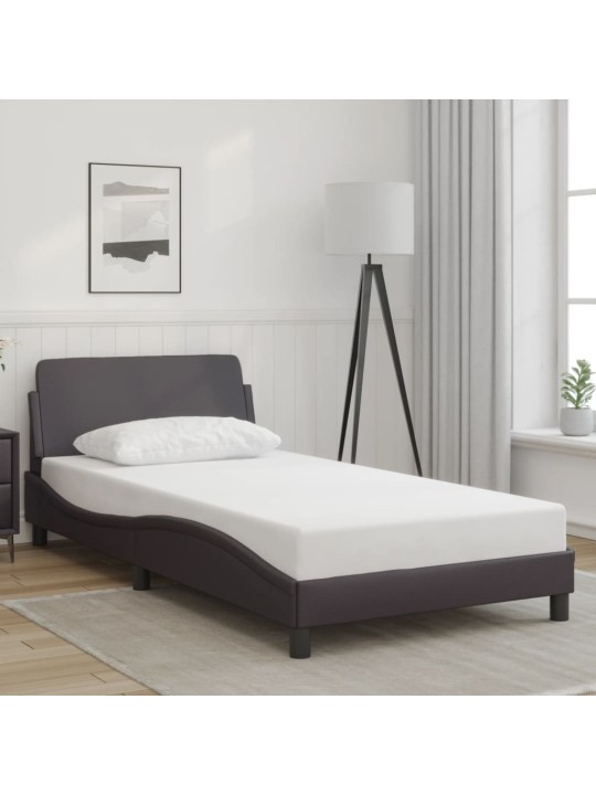 Rám postele s čelem šedý 100x200 cm umělá kůže