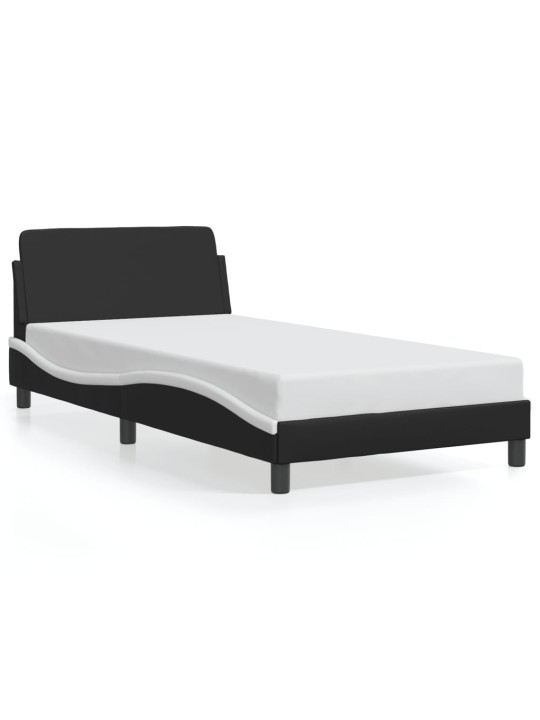 Rám postele s čelem černý a bílý 100 x 200 cm umělá kůže