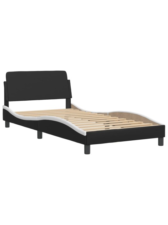 Rám postele s čelem černý a bílý 100 x 200 cm umělá kůže