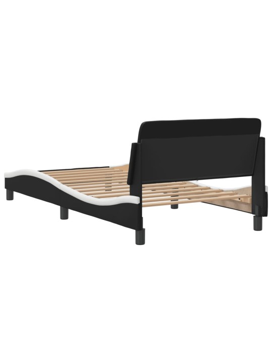 Rám postele s čelem černý a bílý 100 x 200 cm umělá kůže