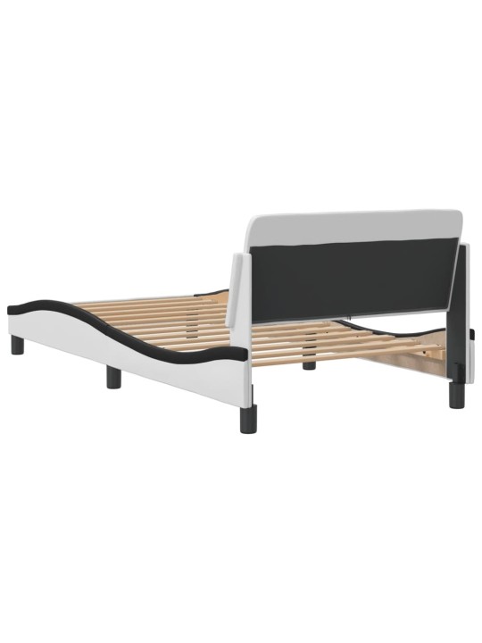 Rám postele s čelem bílý a černý 100 x 200 cm umělá kůže