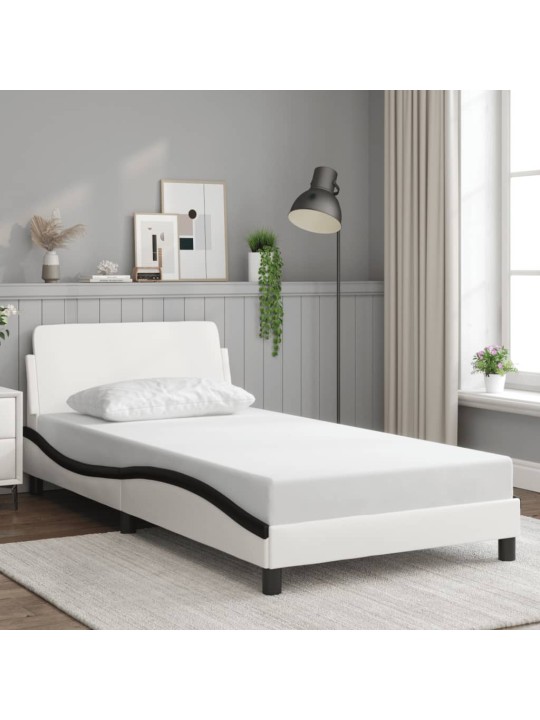 Rám postele s čelem bílý a černý 100 x 200 cm umělá kůže