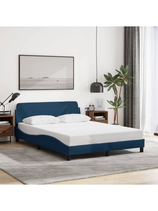 Rám postele s čelem bez matrace modrý 120x200 cm textil