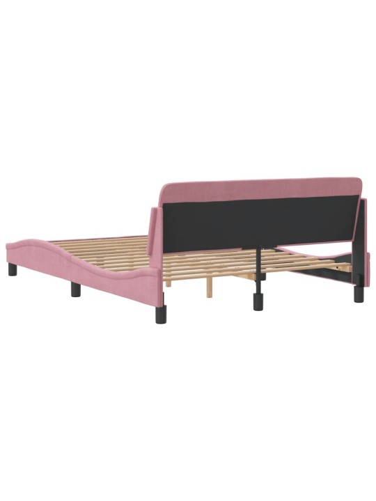Rám postele s čelem bez matrace růžový 120 x 200 cm samet