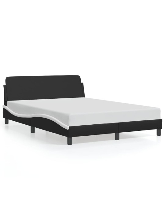 Rám postele s čelem černý a bílý 120 x 200 cm umělá kůže