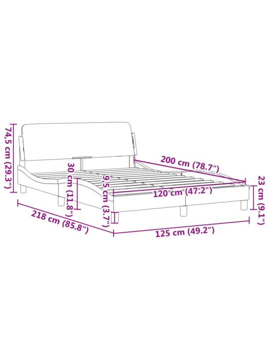 Rám postele s čelem černý a bílý 120 x 200 cm umělá kůže