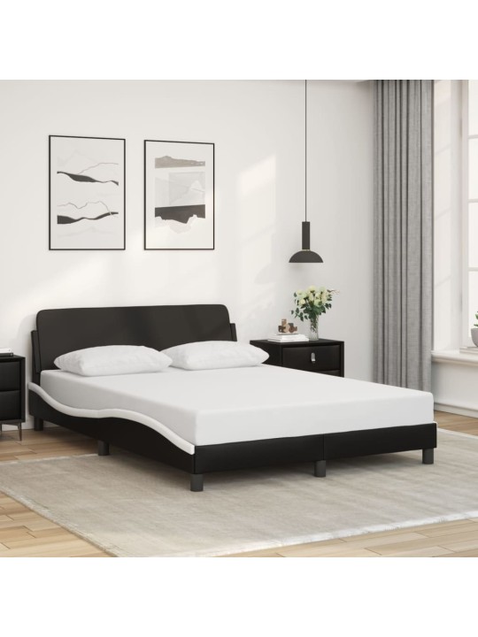 Rám postele s čelem černý a bílý 120 x 200 cm umělá kůže