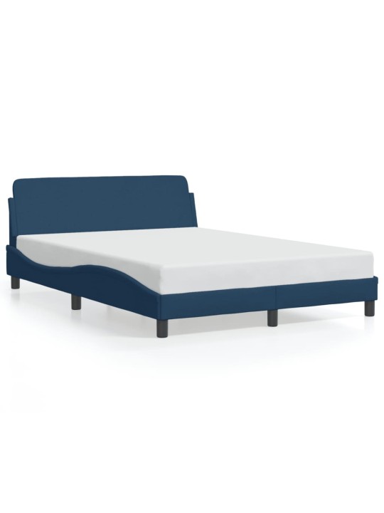 Rám postele s čelem bez matrace modrý 140 x 190 cm textil
