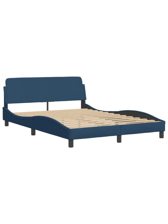Rám postele s čelem bez matrace modrý 140 x 190 cm textil