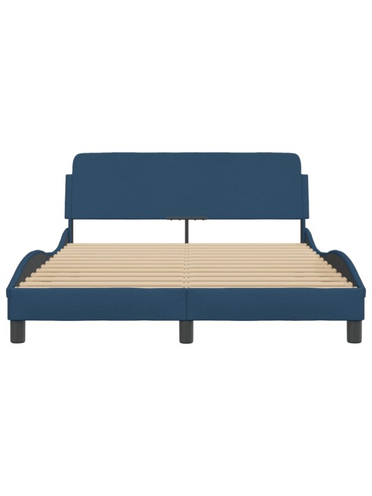 Rám postele s čelem bez matrace modrý 140 x 190 cm textil