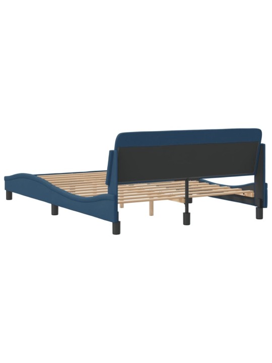 Rám postele s čelem bez matrace modrý 140 x 190 cm textil
