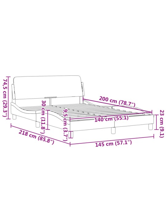 Rám postele s čelem černý a bílý 140 x 200 cm umělá kůže