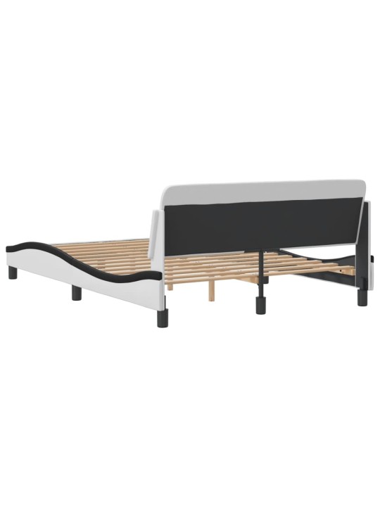 Rám postele s čelem bílý a černý 140 x 200 cm umělá kůže