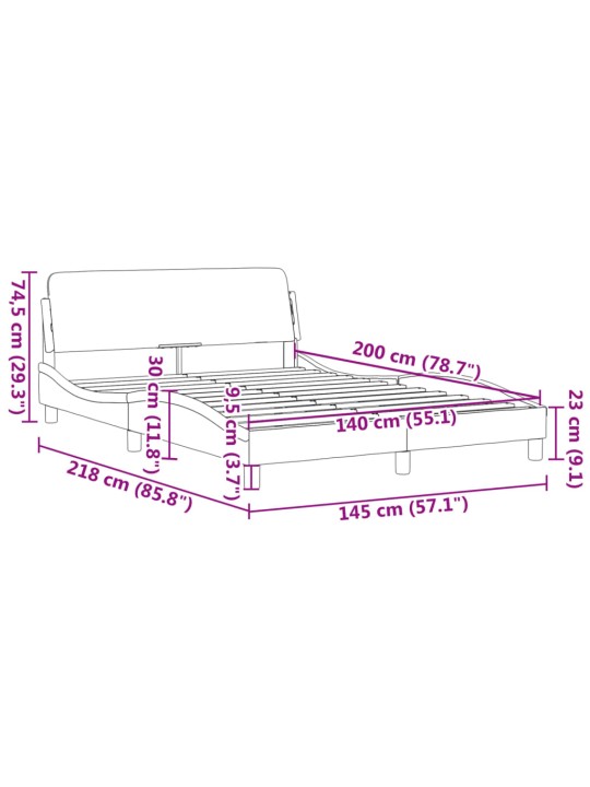 Rám postele s čelem bílý a černý 140 x 200 cm umělá kůže