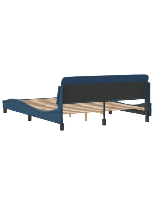Rám postele s čelem bez matrace modrý 160 x 200 cm textil