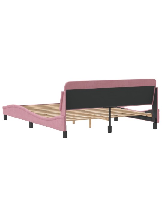 Rám postele s čelem bez matrace růžový 160x200 cm samet