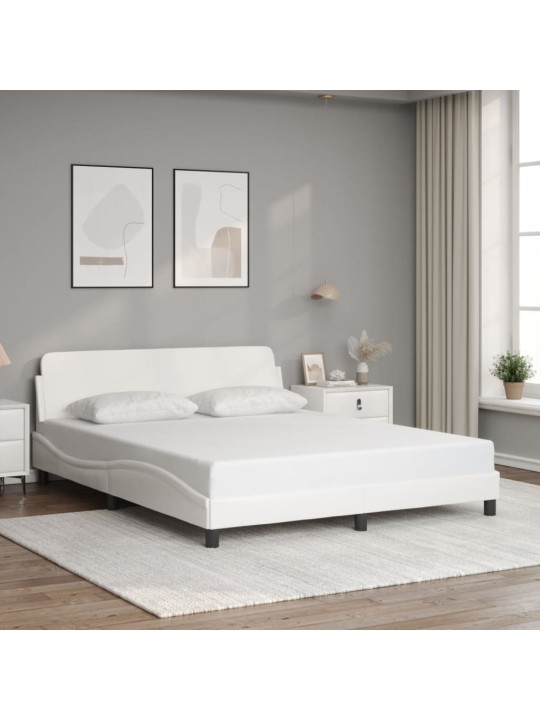 Rám postele s čelem bílý 160x200 cm umělá kůže