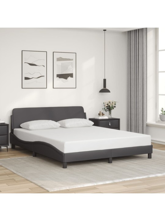Rám postele s čelem šedý 160x200 cm umělá kůže