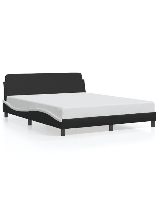 Rám postele s čelem černý a bílý 160 x 200 cm umělá kůže