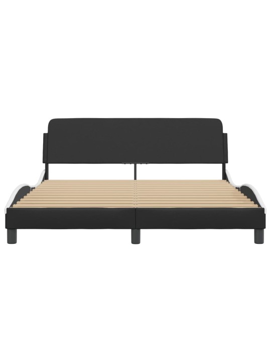 Rám postele s čelem černý a bílý 160 x 200 cm umělá kůže