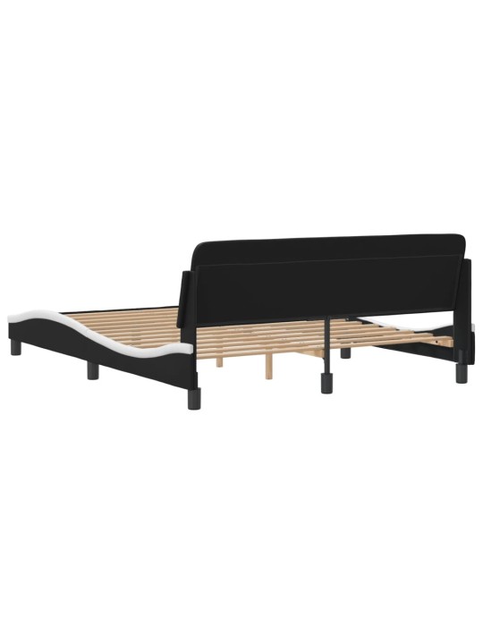 Rám postele s čelem černý a bílý 160 x 200 cm umělá kůže