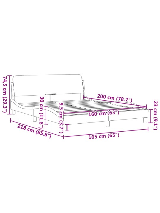 Rám postele s čelem černý a bílý 160 x 200 cm umělá kůže