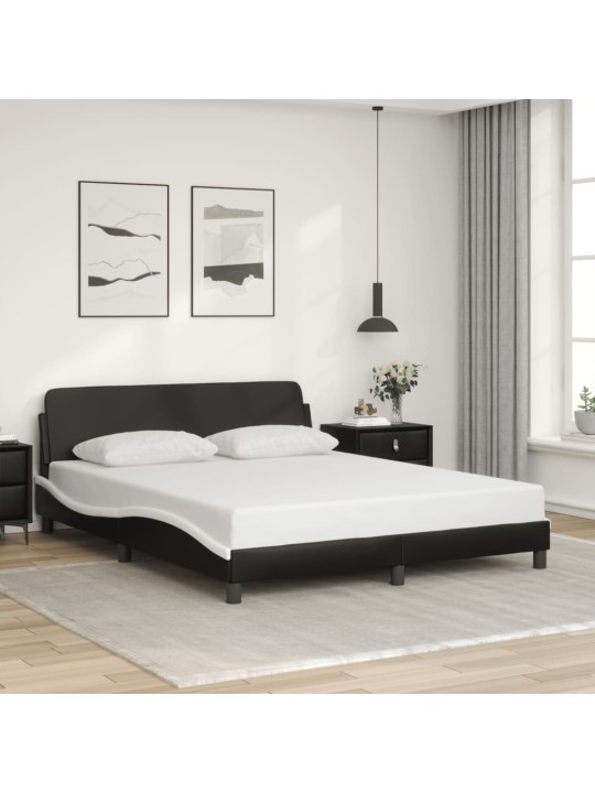 Rám postele s čelem černý a bílý 160 x 200 cm umělá kůže