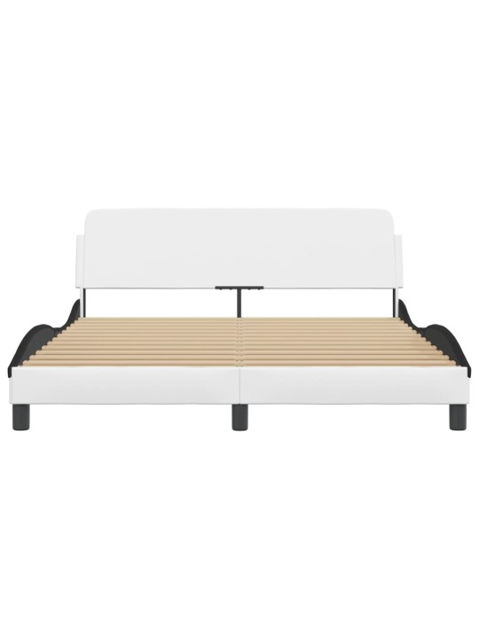 Rám postele s čelem bílý a černý 160 x 200 cm umělá kůže