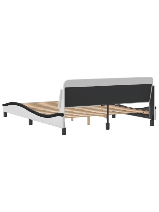 Rám postele s čelem bílý a černý 160 x 200 cm umělá kůže