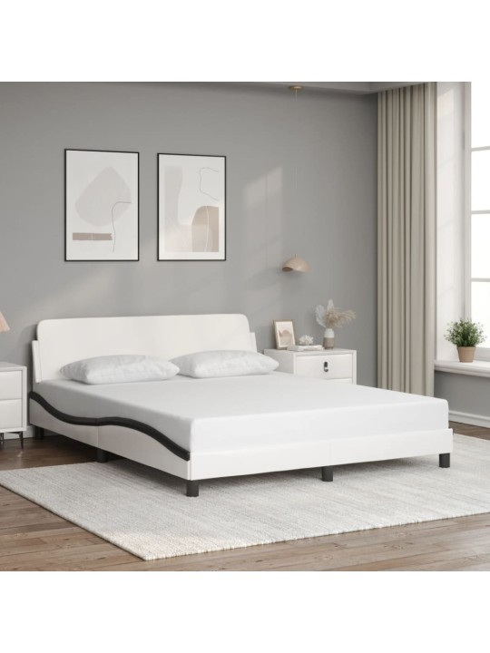 Rám postele s čelem bílý a černý 160 x 200 cm umělá kůže