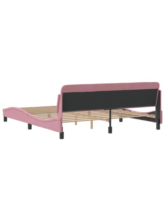 Rám postele s čelem bez matrace růžový 180x200 cm samet