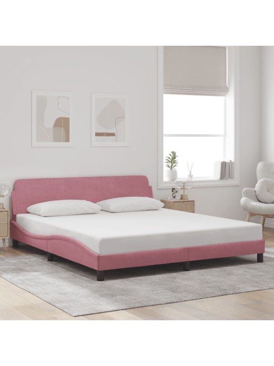 Rám postele s čelem bez matrace růžový 180x200 cm samet