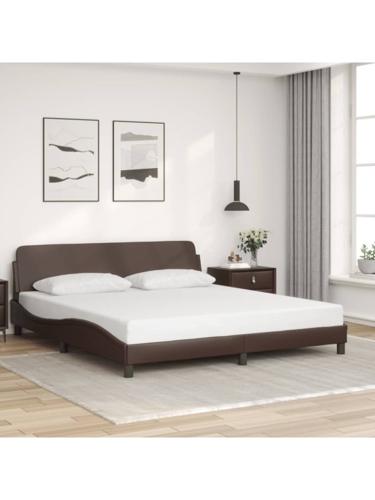 Rám postele s čelem hnědý 180x200 cm umělá kůže