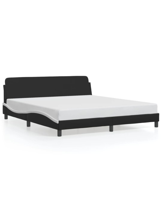 Rám postele s čelem černý a bílý 180 x 200 cm umělá kůže