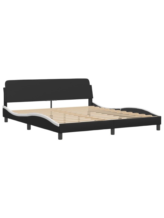 Rám postele s čelem černý a bílý 180 x 200 cm umělá kůže