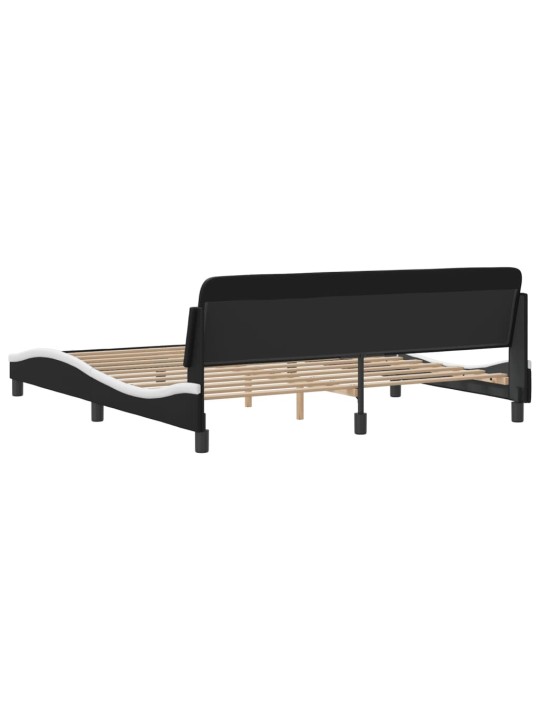 Rám postele s čelem černý a bílý 180 x 200 cm umělá kůže
