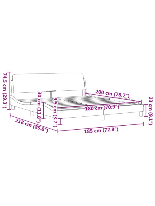 Rám postele s čelem černý a bílý 180 x 200 cm umělá kůže