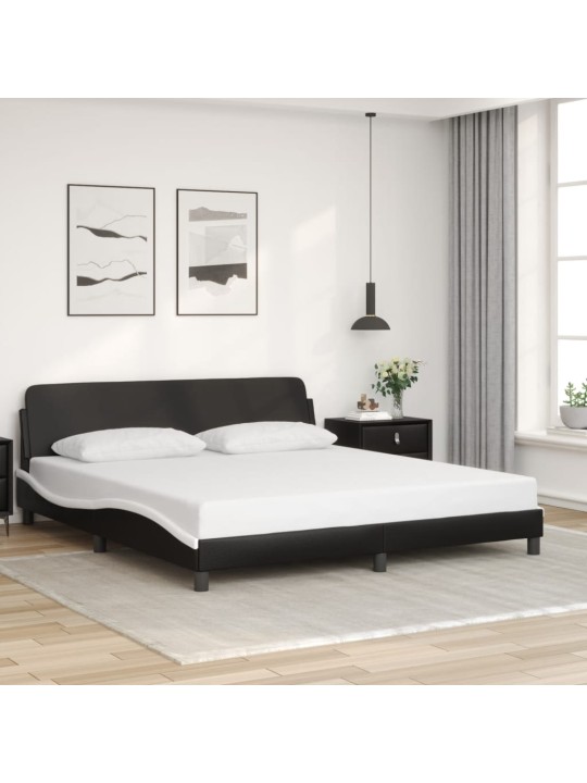 Rám postele s čelem černý a bílý 180 x 200 cm umělá kůže