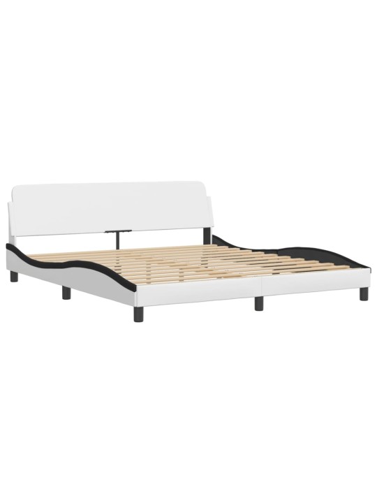 Rám postele s čelem bílý a černý 180 x 200 cm umělá kůže