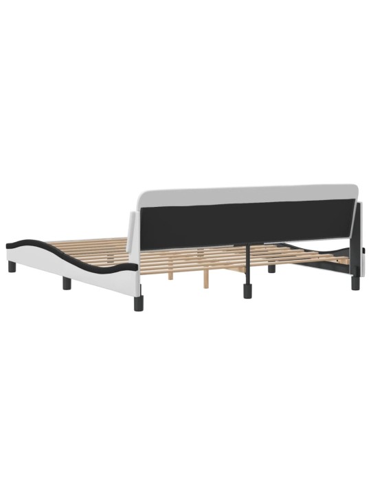 Rám postele s čelem bílý a černý 180 x 200 cm umělá kůže
