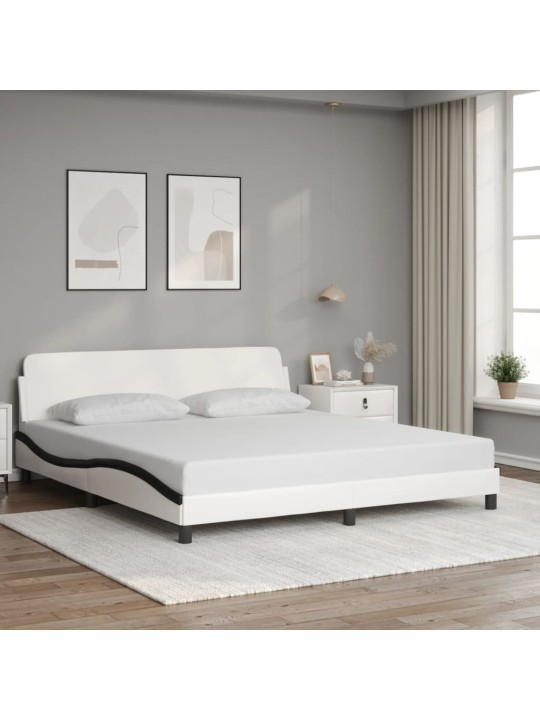 Rám postele s čelem bílý a černý 180 x 200 cm umělá kůže